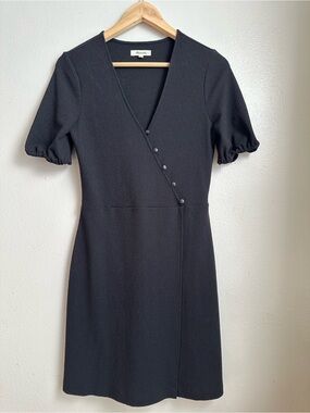 Madewell Cross-Front Button Dress - Black, sz XS